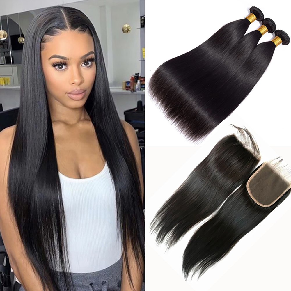 Hair bundle with lace closure