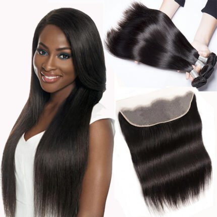 11A Hair Bundle with HD 13*4 Lace Frontal Straight