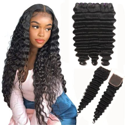 12A Hair Bundle with HD 5*5 Lace Closure Deep Wave