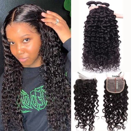 12A Hair Bundle with HD 5*5 Lace Closure Water Wave