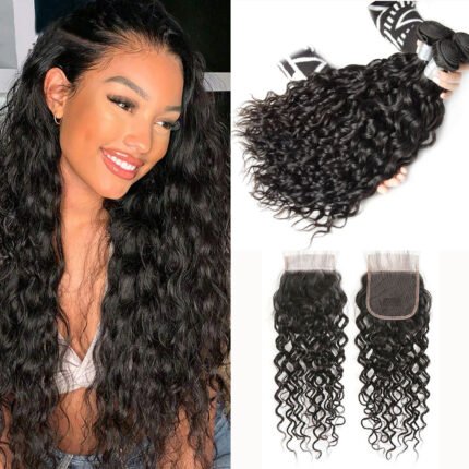 11A Hair Bundle with Transparent 4*4 Lace Closure Water Wave
