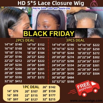 Black Friday Deal HD 5*5 Lace Closure Wigs