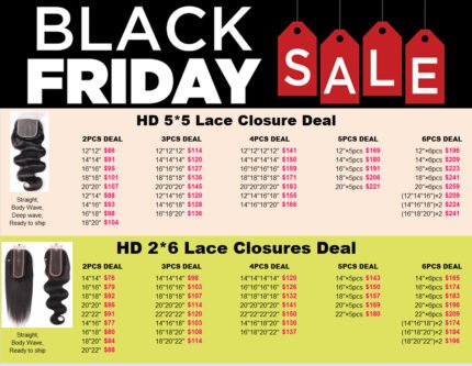 Black Friday Deal HD 5*5 & HD 2*6 Lace Closure