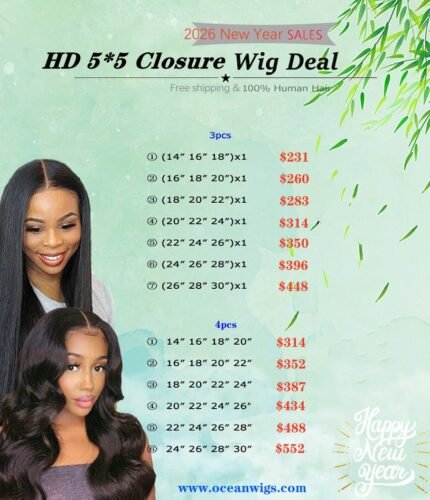 HD 5*5 Lace Closure Wigs 3pcs and 4pcs Deal