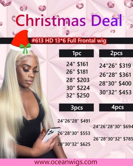 Christmas Deal HD #613 13*6 Full Frontal Wig Straight