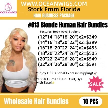 #613 Human Hair Bundles Straight & BodyWave Blond Bundles 10pcs deals
