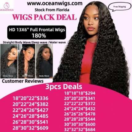 3pcs HD Lace 13*6 Full Frontal Wig Deal 180% density