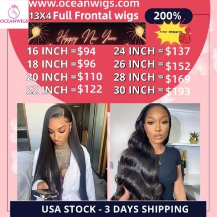 Happy New Year Transparent 13*4 Full Frontal Wigs 200%