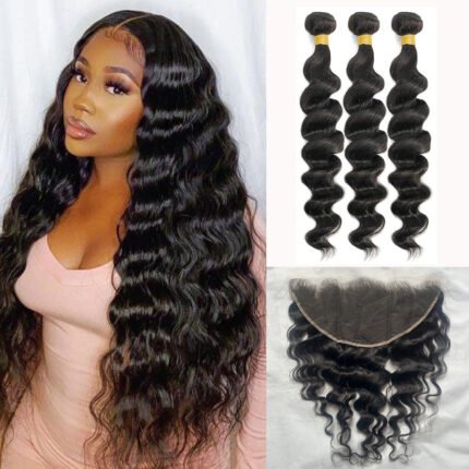 10A 3pcs Bundle with HD 13*6 Lace Frontal Loose Deep Wave