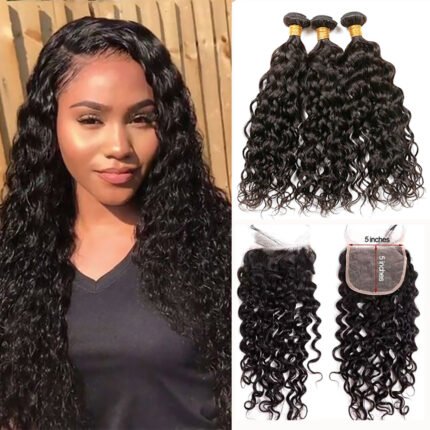 10A Hair Bundle with HD 5*5 Lace Closure Water Wave
